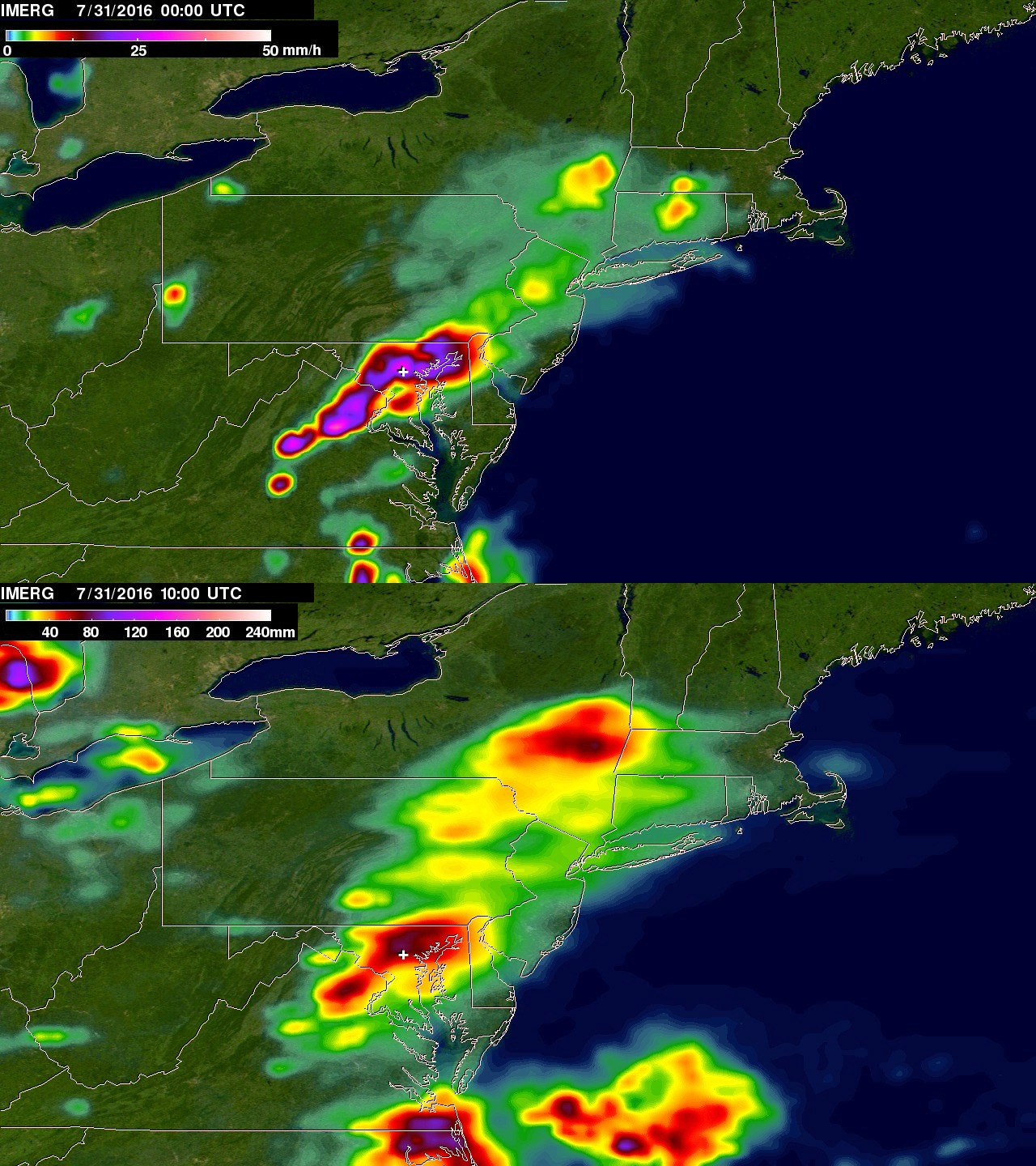 Maps NASA satellite images of slowmoving Maryland storm Climate Signals